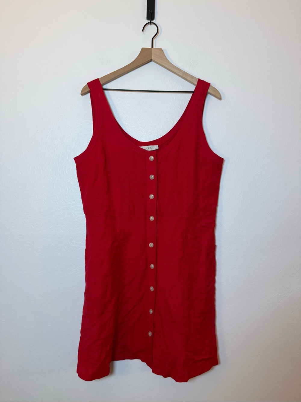Loft linen-blend A-line knee-length button-front dress
